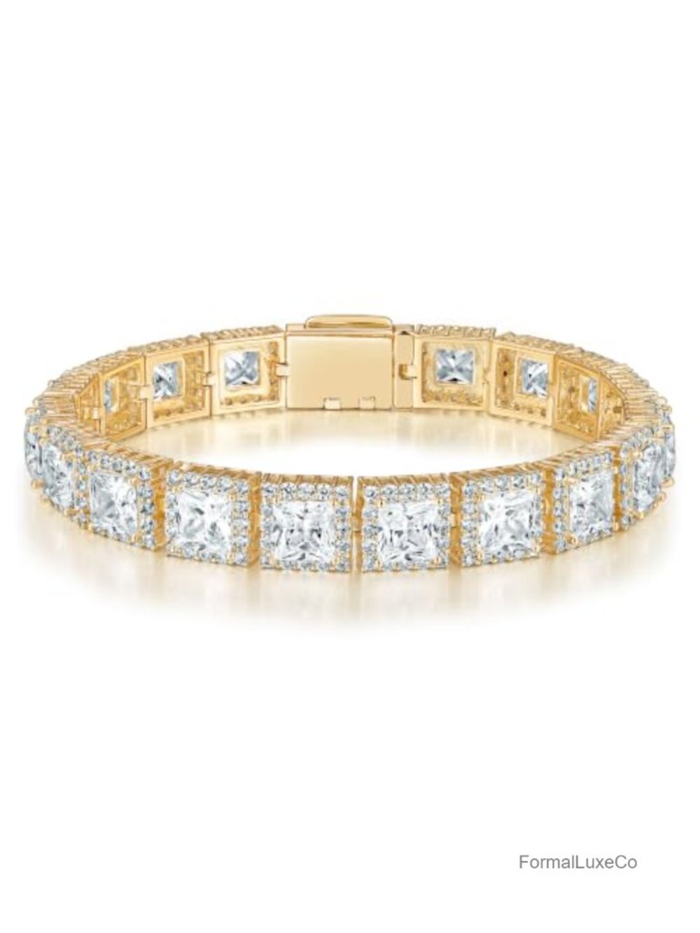 Cuban Link Bracelet 18K White Gold Plated Iced Out Miami Cuban Chain for Men
